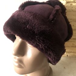 Детская меховая шапка кулек слива 5556 см