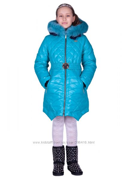 Зимнее пальто для девочки Эмели , двойной натуральных мех, 128-158 см.