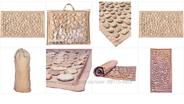 Масажна доріжка массажный коврик SOFT с поролоном натуральная галька лён