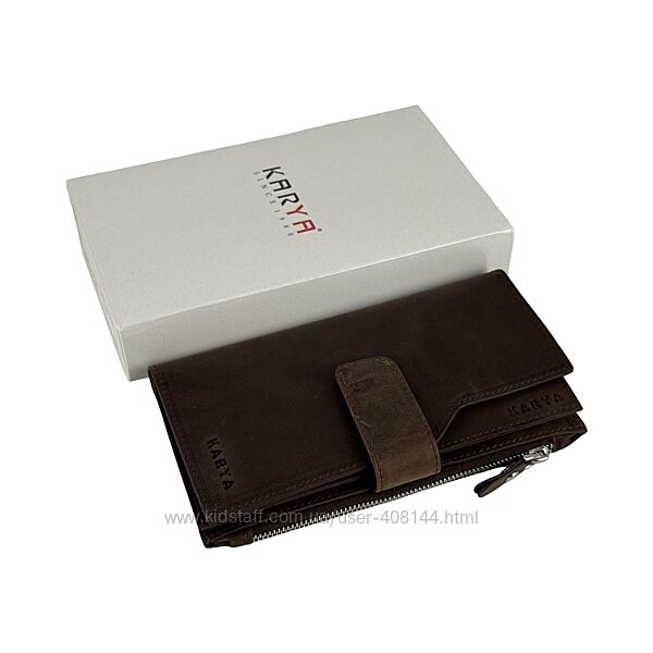 Портмоне чоловіче шкіряне - набук Karya 1207-31 темно-коричневе