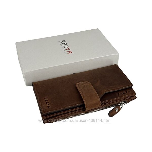 Портмоне чоловіче шкіряне - набук Karya 1207-32 коричневе