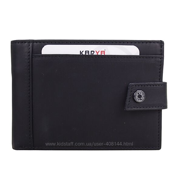 Гаманець чоловічий шкіряний Karya 0456-30 чорний шкіра Crazy Horse