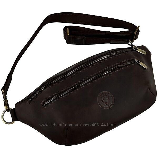Сумка крос боді чоловіча шкіряна Vittorio Safino VS 055 коричнева Крейзі