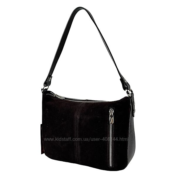 Сумка жіноча шкіряна із замшевою вставкою Vito Torelli 1068 6010/1210 темно