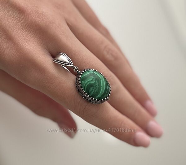Шикарний кулон срібло 925 малахіт