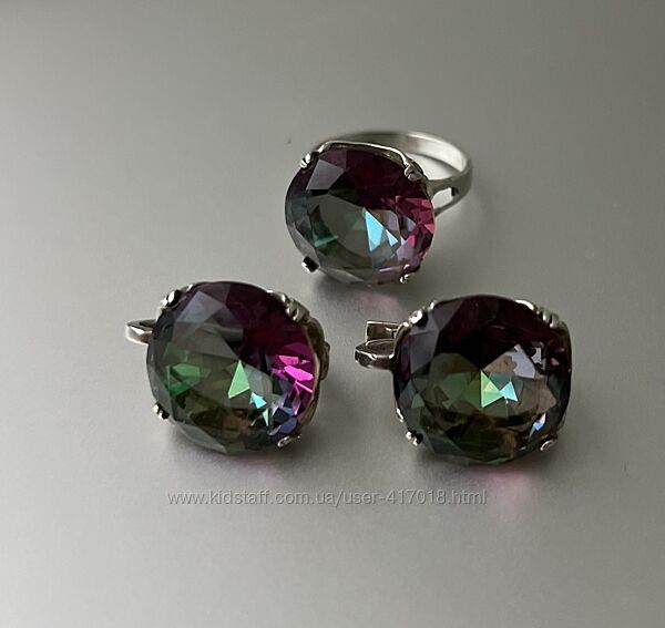 Сережки і каблучка срібло 925