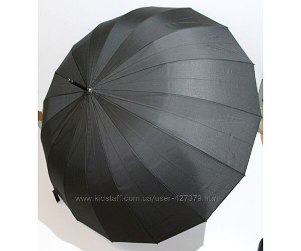 Семейный зонт трость большой купол 120см черный 16 спиц мужской зонт