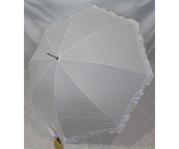 Белый свадебный зонт с рюшей 8 спиц карбон зонт трость невесте