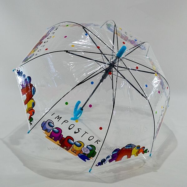 Детский прозрачный зонт трость Among Us Амонг Ас Амогус