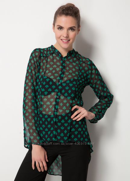 черная женская блузка MA&GI в зеленые рисунки