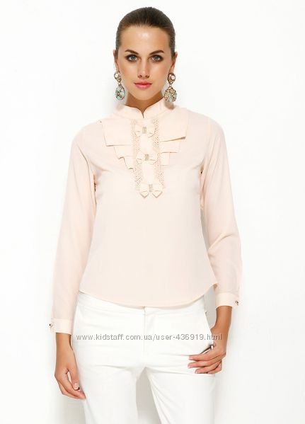 Розовая женская блуза MA&GI с жабо 
