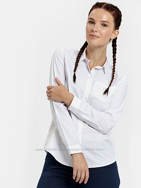 Белая женская рубашка LC Waikiki / ЛС Вайкики с карманом на груди 