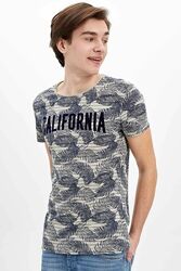 Мужская футболка Defacto / Дефакто с лиственным принтом California