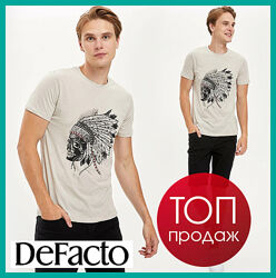 Мужская футболка Defacto / Дефакто с индейцем на груди