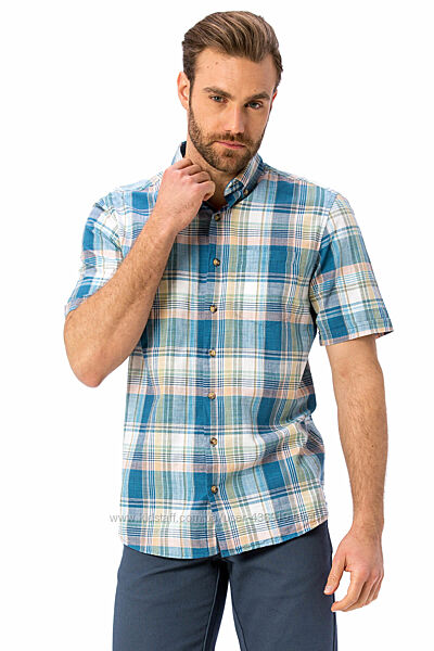 Мужская рубашка LC Waikiki/ЛС Вайкики в сине-красно-лимонную клетку, карман