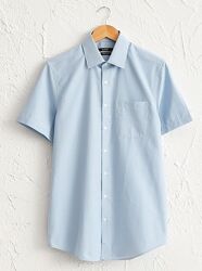 Белая мужская рубашка LC Waikiki / ЛС Вайкики с карманом на груди, клетка