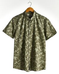 Мужская рубашка LC Waikiki/ЛС Вайкики цвета хаки, с лиственным принтом