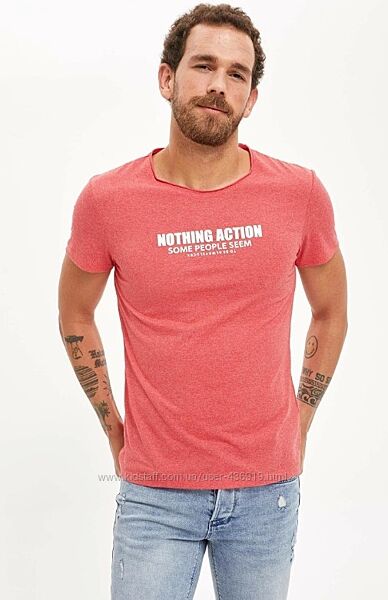 Коралловая мужская футболка Defacto/Дефакто Nothing action some people seem