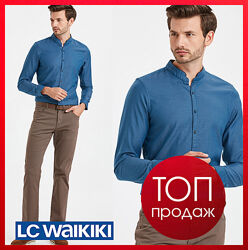 Синяя мужская рубашка LC Waikiki/ЛС Вайкики с воротником-стойкой
