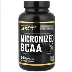 California Gold Nutrition, Sport, мікронізовані BCAA, амінокислоти 240 caps