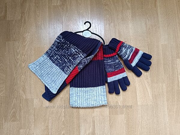 Теплий шарф та рукавички Next на 7-10 років хлопчику комплект