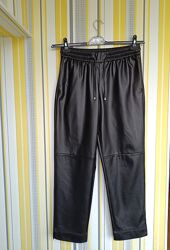 Штани р.12-14 р.40-42 євро Marks&Spencer чорні кожані шкіра штучна
