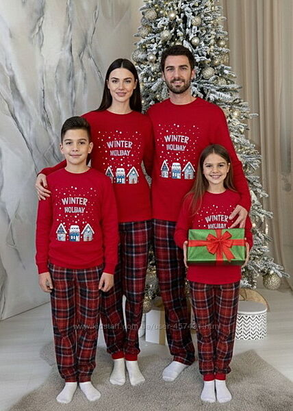 Дитяча новорічна піжама сімейні новорічні піжами family look 