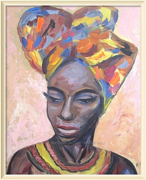 Интерьерная картина Афроамериканская женщина, масло, двп