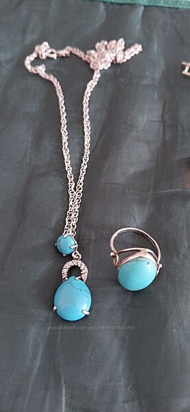 Кольє з бірюзою срібне