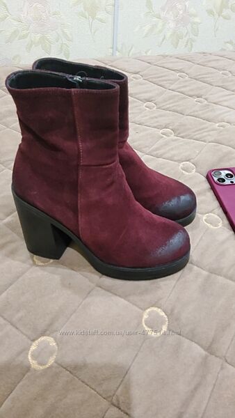 Ботильоны марсала бургунди натуральная замша