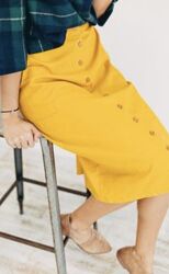 юбка на пуговицах лен большой размер