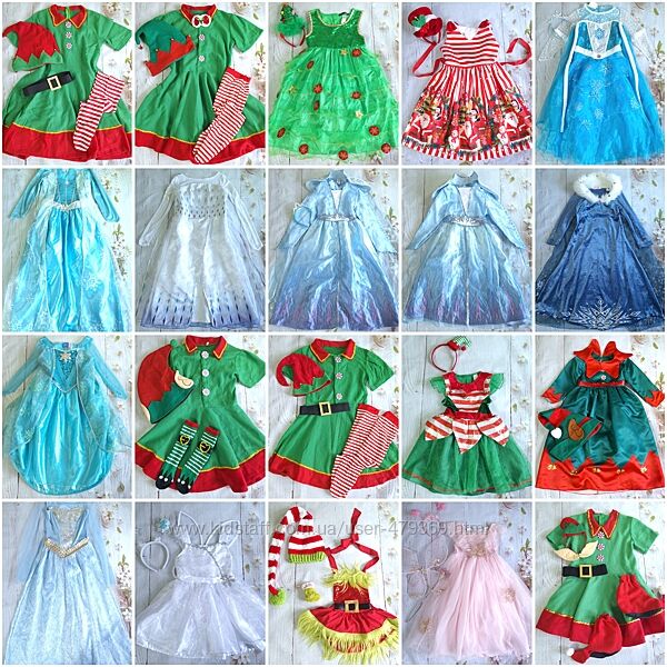 Новогодние карнавальные костюмы платья для девочек 2-13 лет