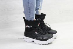 Зимние женские ботинки Fila black 8732