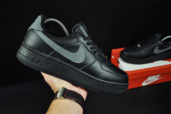  Зимние кроссовки мужские Nike Air Force 1 черные, зима, мех