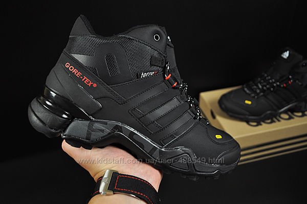 Зимние мужские кроссовки Adidas Terrex 465 black, мех, 41-46р