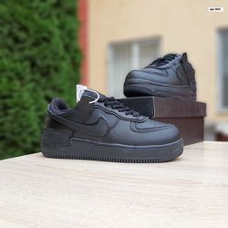 Зимние кроссовки Nike Air Force 1 Shadow черные, мех