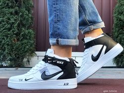 Кроссовки мужские Nike Air Force, белые с черным 41-46р
