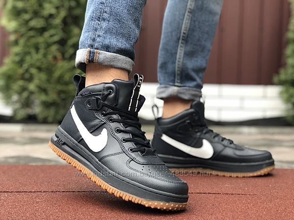 Кроссовки мужские высокие Nike Lunar Force 1, темно синие 