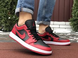 Кроссовки мужские Nike Air Jordan 1 Low, черные с красным
