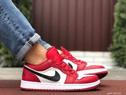 Кроссовки мужские низкие Nike Air Jordan 1 Low, белые с красным