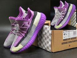  Кроссовки женские Adidas Yeezy Boost 350 v2, фиолетовые, рефлектив