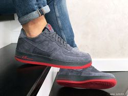 Кроссовки мужские Nike Air Force Af 1, серые замш