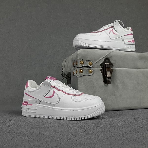 Кроссовки женские Nike Air Force 1 Shadow, белые с розовым