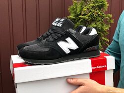 Кроссовки мужские New Balance 574, черные с белым