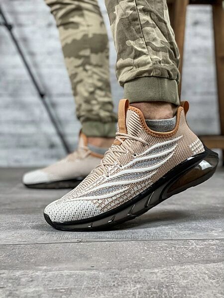 Кроссовки мужские сетка/текстиль бежевые, 40-45р