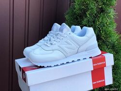 Кроссовки женские New Balance 574, белые, кожа