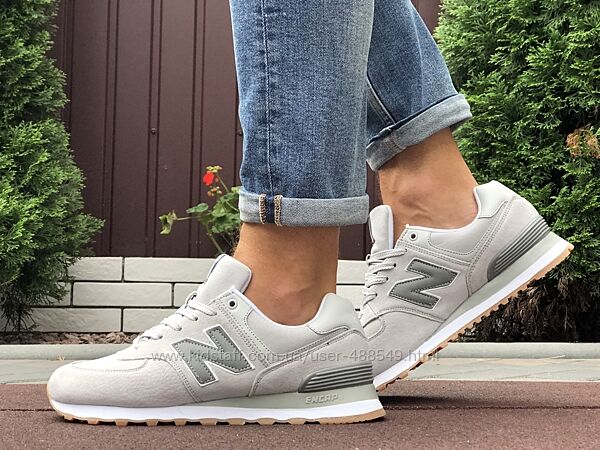 Кроссовки мужские New Balance 574, светло серые, замш