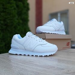 Кроссовки женские New Balance 574, белые, кожа