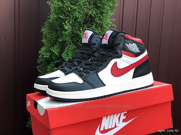 Кроссовки мужские Nike Air Jordan, белые с черным, красным