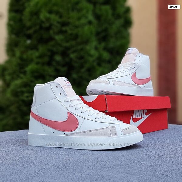 Кроссовки женские Nike Blazer Mid белые с розовым